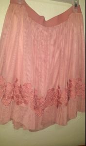 Lined Sheer skirt with embroidered flowers